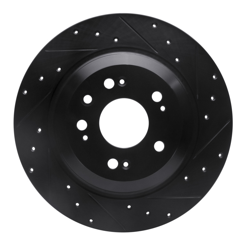 Acura TL Brake Rotor (1) - Rear Right - R1 Concepts - Drilled & Slotted - Black - `09-`14